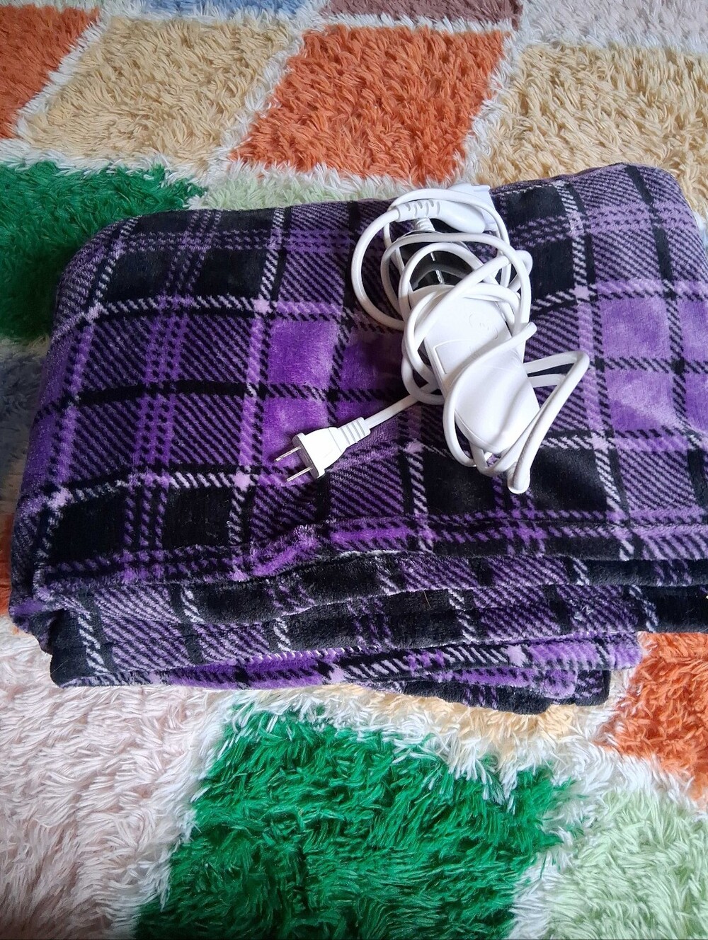 Electric Heated Throw Blanket - Purple Plaid